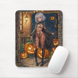 Süßes oder Saures, mutiges Halloween-Kostümmädchen Mousepad