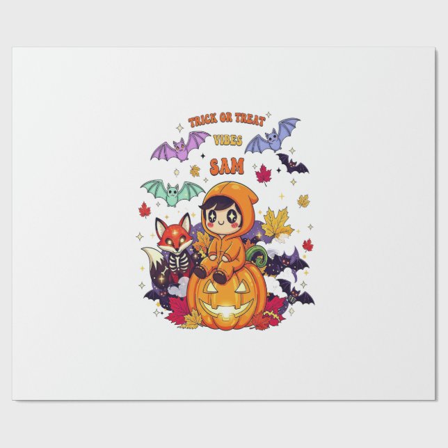 Süßes oder Saures Niedlicher Halloween Geschenkpapier (Flach)