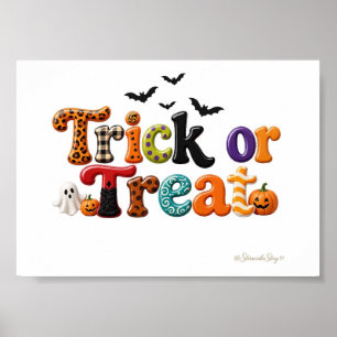 Süßes oder Saures Plaid und Swirl-Lettering Poster