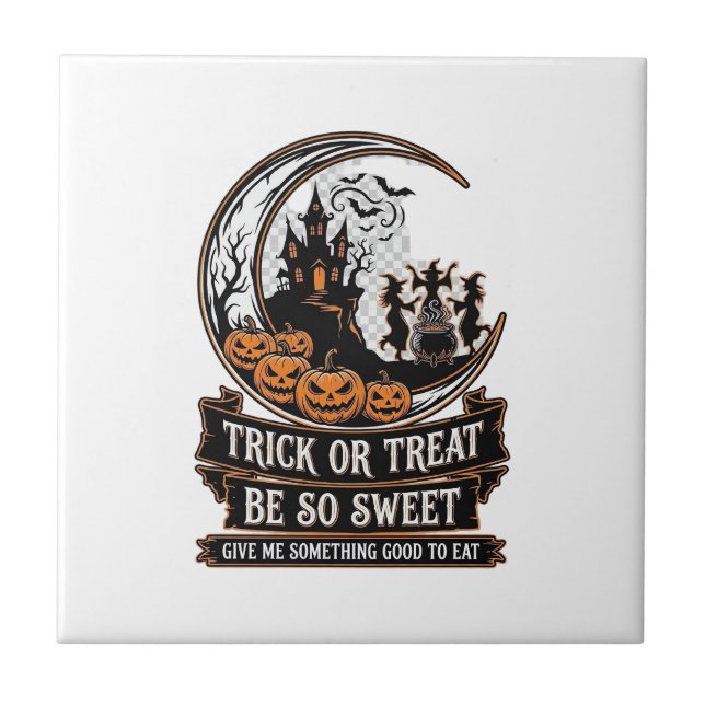 Süßes oder Saures sei so süß Halloween Mond Hexen_ Fliese (Vorderseite)