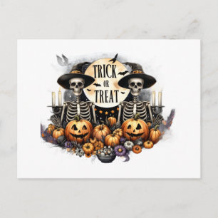 Süßes oder Saures Skelette Halloween Postkarte