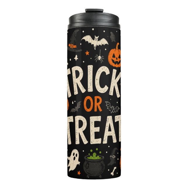 Süßes oder Saures Skelette Kürbisse Halloween Süßi Thermosbecher (Vorderseite)