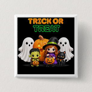 Süßes oder Saures – Süße Halloween-Freunde Button