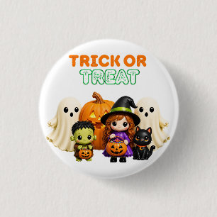 Süßes oder Saures – Süße Halloween-Freunde Button