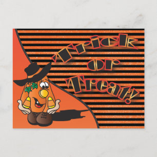 Süßes oder Saures Süßer Cartoon-Kürbis Halloween Postkarte