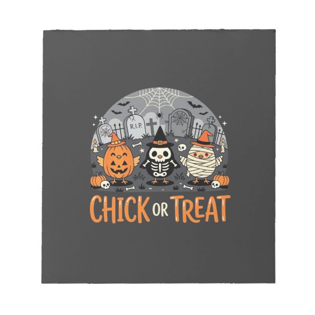 Süßes oder Saures Süßes Halloween-Friedhofsdesign_ Notizblock (Vorderseite)