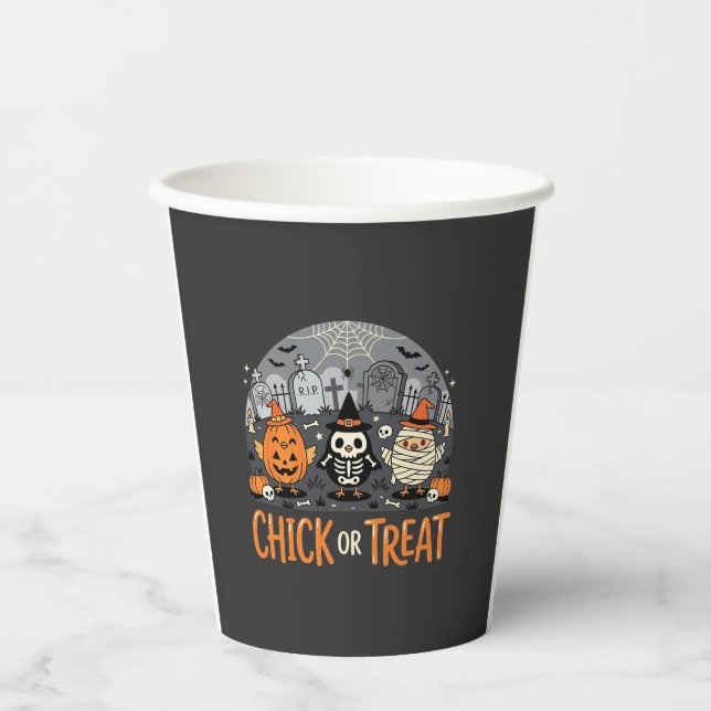 Süßes oder Saures Süßes Halloween-Friedhofsdesign_ Pappbecher (Vorderseite)