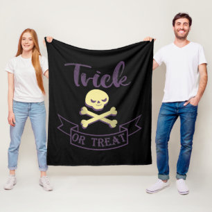 Süßes oder Saures Totenkopf Halloween Band Fleecedecke