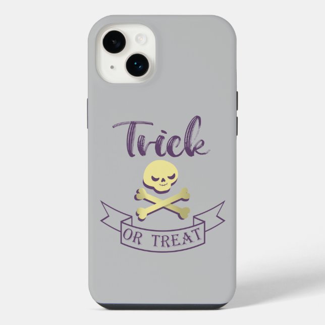 Süßes oder Saures Totenkopf Halloween-Band iPhone 14 Plus Hülle (Rückseite)