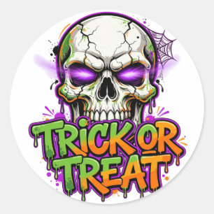 Süßes oder Saures Totenkopf Halloween Runder Aufkleber