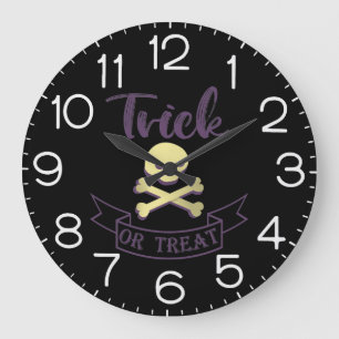 Süßes oder Saures Totenkopf Kreuzknochen Halloween Große Wanduhr