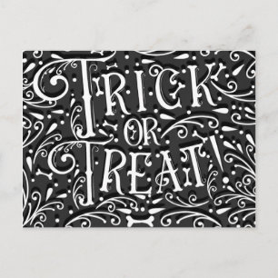 Süßes oder Saures Vintage-Kreideknochen Halloween Postkarte