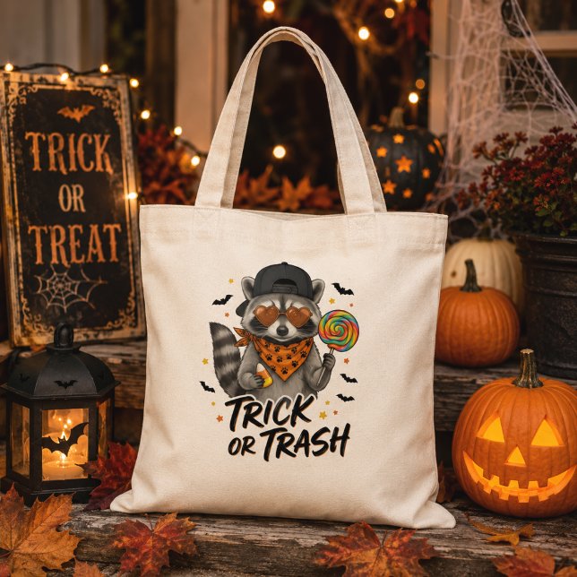 Süßes oder Trash Waschbär Halloween-Tasche Tragetasche (Von Creator hochgeladen)