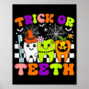 Süßes oder Zähne Lustige Zahnarzt Halloween Kostüm Poster
