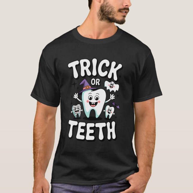 Süßes oder Zahnlücken Halloween Kostüm Spaß T-Shirt (Vorderseite)