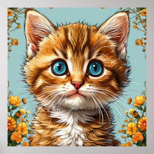 🐱 Süßes orange getigertes Kätzchen Geschenk für K Poster