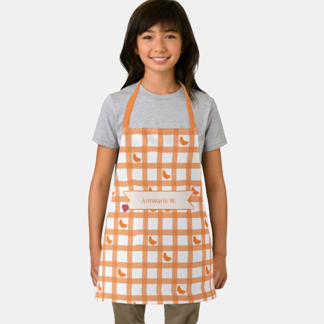 Süßes orange Gingham Schürze (Insitu)