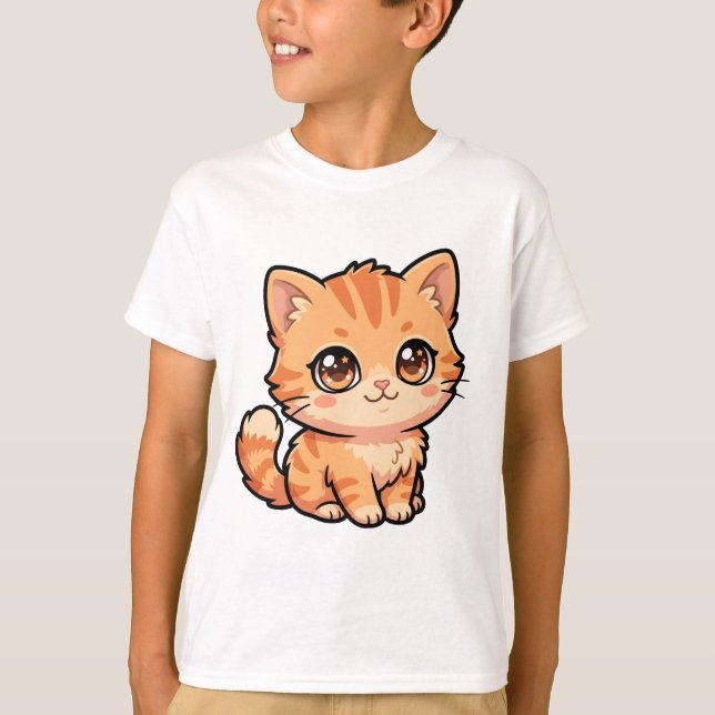 Süßes Orange Tabby Kätzchen Basic Jungen T-Shirt (Vorderseite)