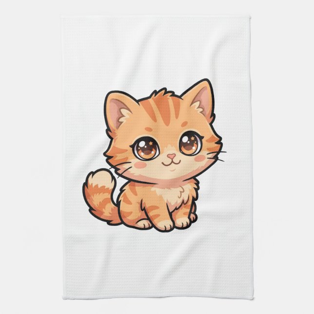 Süßes Orange Tabby Kätzchen Küchentuch (Vertikal)