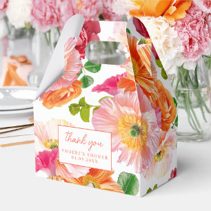 Süßes Orange und Helles Rosa Florales Brautkleid m Geschenkschachtel