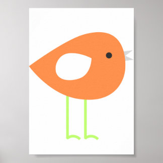 Süßes Orange-Vogel-Poster Poster