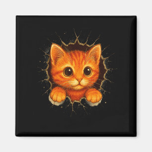 Süßes orangefarbenes Kätzchen zerbricht Tasse Wand Magnet