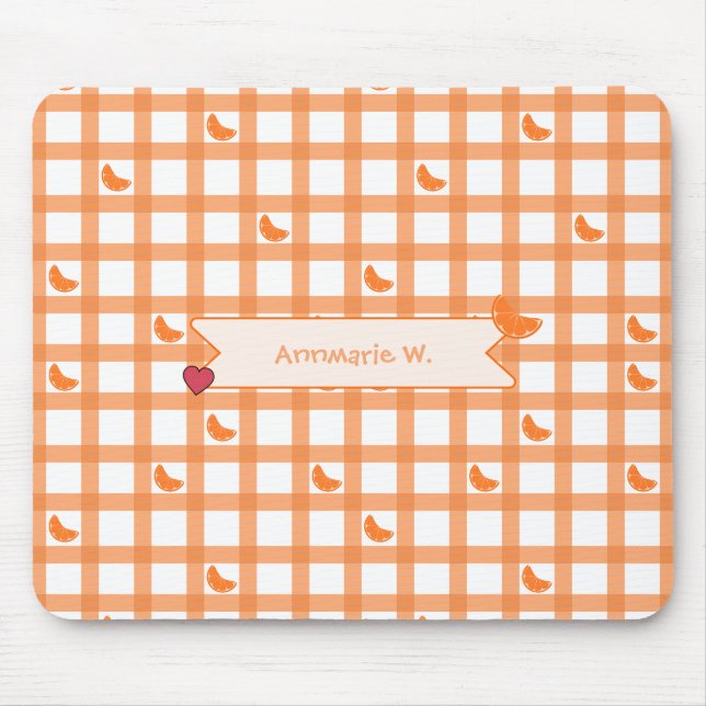 Süßes oranges Gingham Mousepad (Vorne)