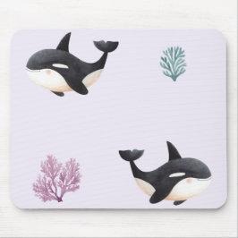 Süßes Orca-Wal-Muster Ozean Meer Leben Kinderzimme Mousepad