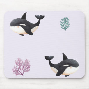 Süßes Orca-Wal-Muster Ozean Meer Leben Kinderzimme Mousepad