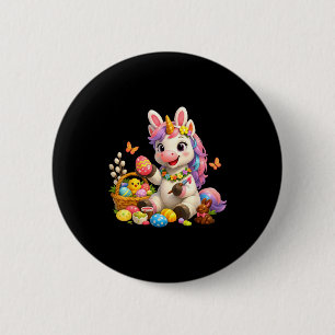 Süßes Oster-Einhorn-Hasen-Ei magischer Regenbogen Button