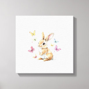 Süßes Osterhase Kaninchen Schmetterling T-Shirt Leinwanddruck