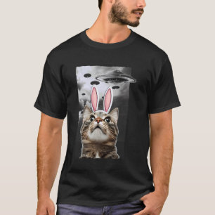 Süßes Osterhase Katzen Meme Alien Weltraum UFO T-Shirt