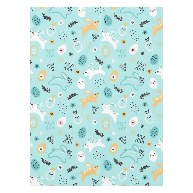 Süßes Osterhasen-Muster Kawaii Kaninchen Eier Tischdecke (Vorderseite)