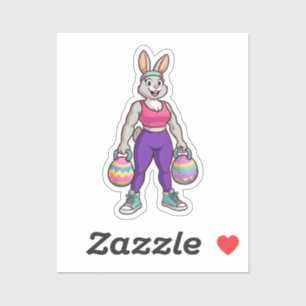 Süßes Osterhasen-Workout-Cartoon – Fitness-Hase Aufkleber