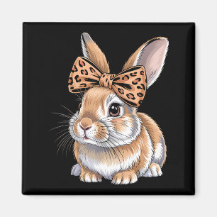 Süßes Osterhasengesicht Schleife Leopard Kaninchen Magnet