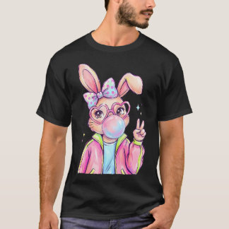 Süßes Osterkaninchen beim Aufblasen von Kaugummi T-Shirt