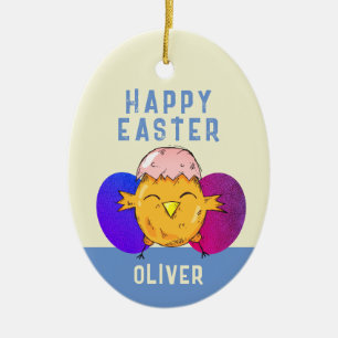 Süßes Osterküken und Eier Frohe Ostern Keramik Ornament