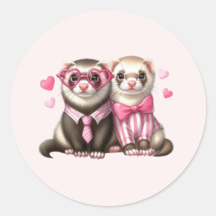 Süßes Otter-Paar in Liebe Runder Aufkleber