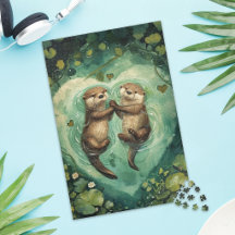 Süßes Otter-Paar Liebes-Puzzle