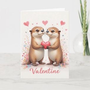 Süßes Otter-Valentins-Romantisches Paar Karte