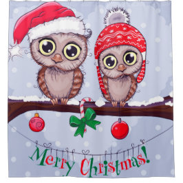 Süßes Owl zu Weihnachten Duschvorhang