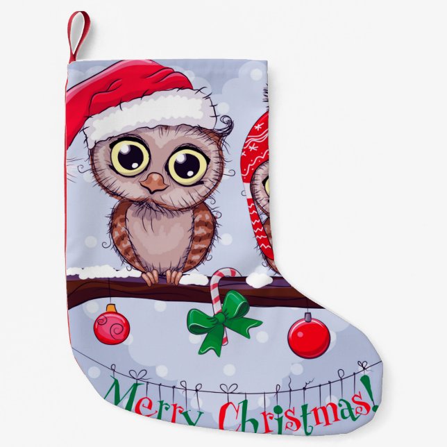 Süßes Owl zu Weihnachten Kleiner Weihnachtsstrumpf (Vorderseite)