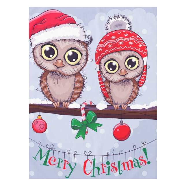 Süßes Owl zu Weihnachten Tischdecke (Vorderseite)