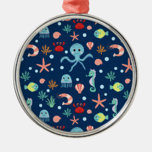 Süßes Ozean-Meeresleben-Muster Ornament Aus Metall