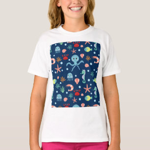 Süßes Ozean-Meeresleben-Muster T-Shirt