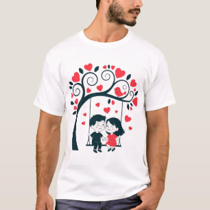 Süßes Paar auf Schaukel Grafik Romantisches Herz B T-Shirt