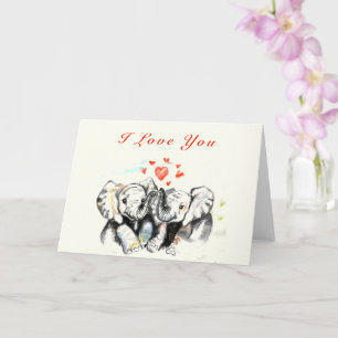 Süßes Paar Elefant Valentinstag Karte