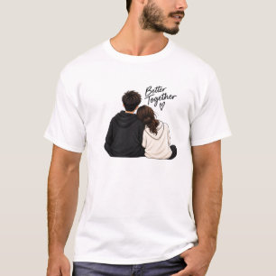 Süßes Paar Liebesillustration – Romantische Kunst T-Shirt