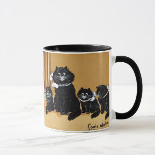 Süßes Paar schwarzer Katzen, Gemälde von Louis Wai Tasse