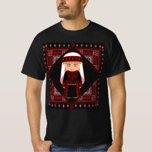 süßes palästinensisches Mädchen Stickerei rote tat T-Shirt